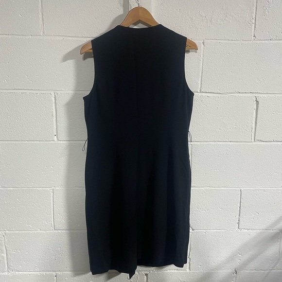 Ann Taylor Black Rayon| Wool Blend Double Breasted Sleeveless Dress Sz 12 - Picture 4 of 4